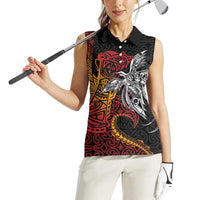 Papua New Guinea Sepik Personalised Women Sleeveless Polo Shirt PNG Bird of Paradise Tattoo LT9 - Polynesian Pride