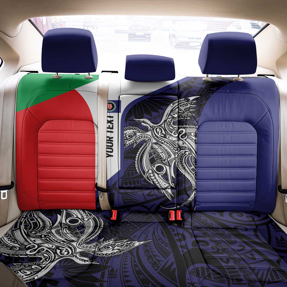 Personalised PNG Bougainville Back Car Seat Cover Bird of Paradise Tattoo Flag Motif LT9 - Polynesian Pride