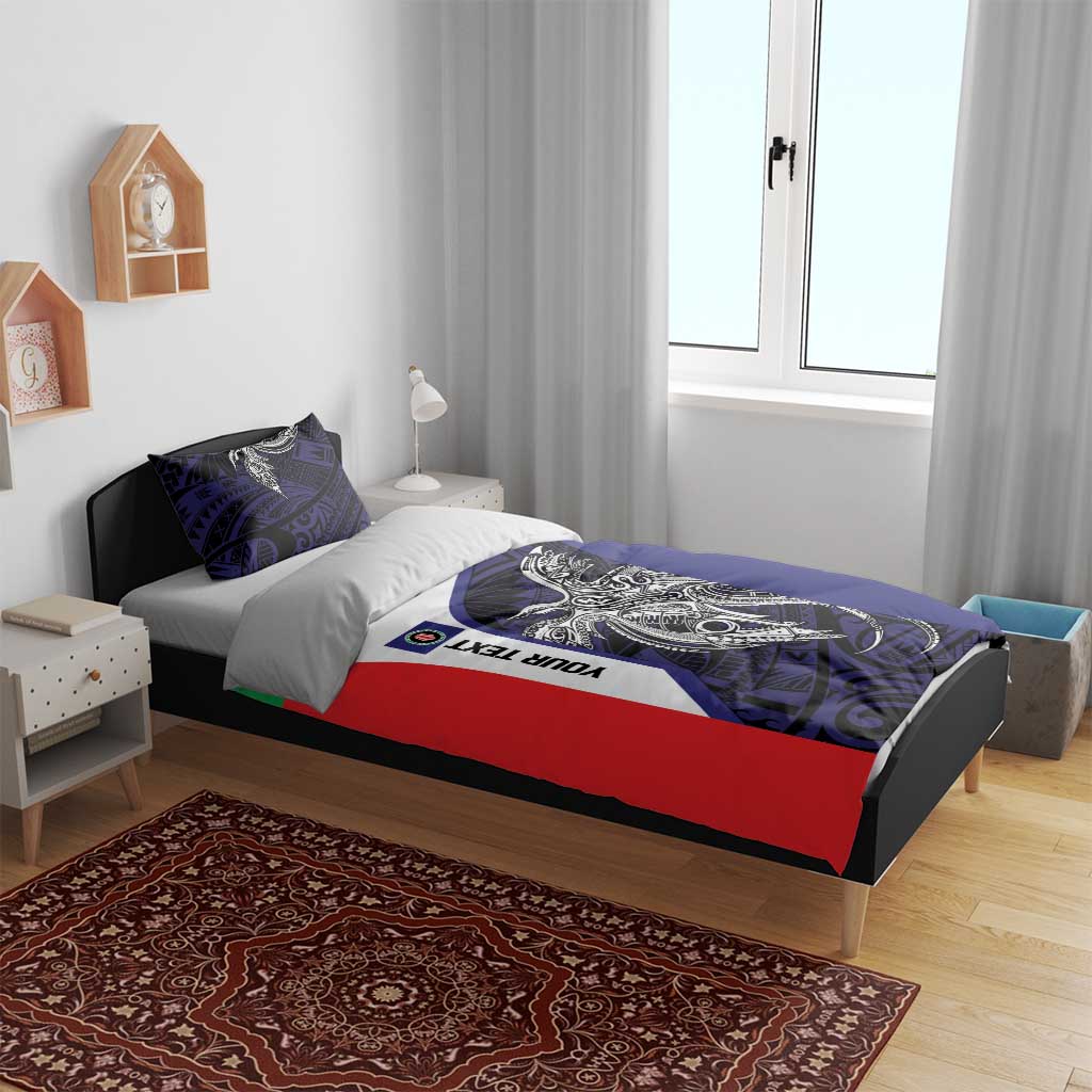 Personalised PNG Bougainville Bedding Set Bird of Paradise Tattoo Flag Motif - Polynesian Pride