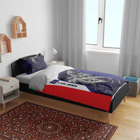 Personalised PNG Bougainville Bedding Set Bird of Paradise Tattoo Flag Motif - Polynesian Pride