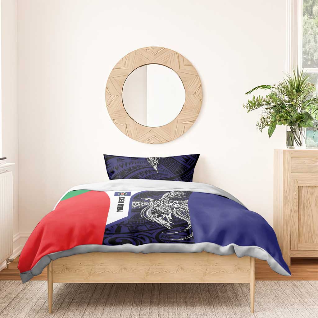 Personalised PNG Bougainville Bedding Set Bird of Paradise Tattoo Flag Motif - Polynesian Pride