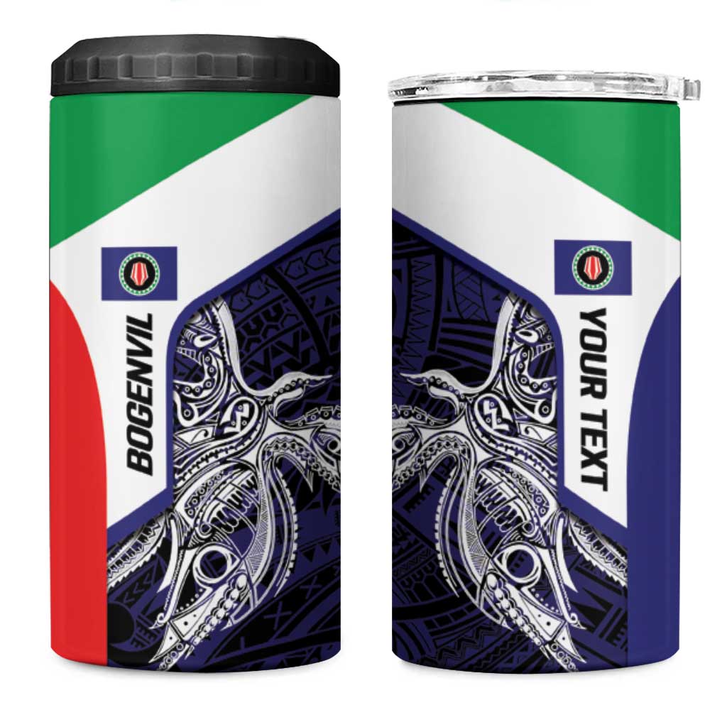 Personalised PNG Bougainville 4 in 1 Can Cooler Tumbler Bird of Paradise Tattoo Flag Motif LT9 One Size: 16 oz Blue - Polynesian Pride