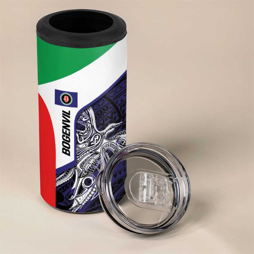 Personalised PNG Bougainville 4 in 1 Can Cooler Tumbler Bird of Paradise Tattoo Flag Motif LT9 - Polynesian Pride