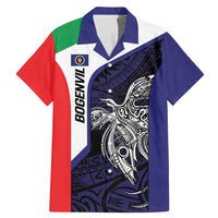 Personalised PNG Bougainville Family Matching Mermaid Dress and Hawaiian Shirt Bird of Paradise Tattoo Flag Motif LT9 Dad's Shirt - Short Sleeve Blue - Polynesian Pride