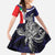 Personalised PNG Bougainville Family Matching Off The Shoulder Long Sleeve Dress and Hawaiian Shirt Bird of Paradise Tattoo Flag Motif - Polynesian Pride