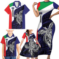 Personalised PNG Bougainville Family Matching Short Sleeve Bodycon Dress and Hawaiian Shirt Bird of Paradise Tattoo Flag Motif LT9 - Polynesian Pride