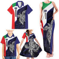 Personalised PNG Bougainville Family Matching Tank Maxi Dress and Hawaiian Shirt Bird of Paradise Tattoo Flag Motif LT9 - Polynesian Pride