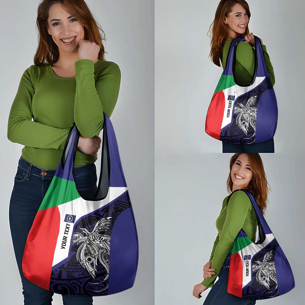 Personalised PNG Bougainville Grocery Bag Bird of Paradise Tattoo Flag Motif LT9 - Polynesian Pride