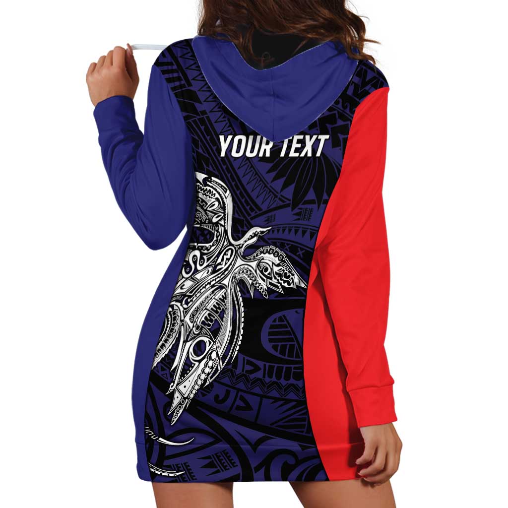 Personalised PNG Bougainville Hoodie Dress Bird of Paradise Tattoo Flag Motif LT9 - Polynesian Pride