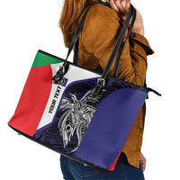 Personalised PNG Bougainville Leather Tote Bag Bird of Paradise Tattoo Flag Motif LT9 - Polynesian Pride
