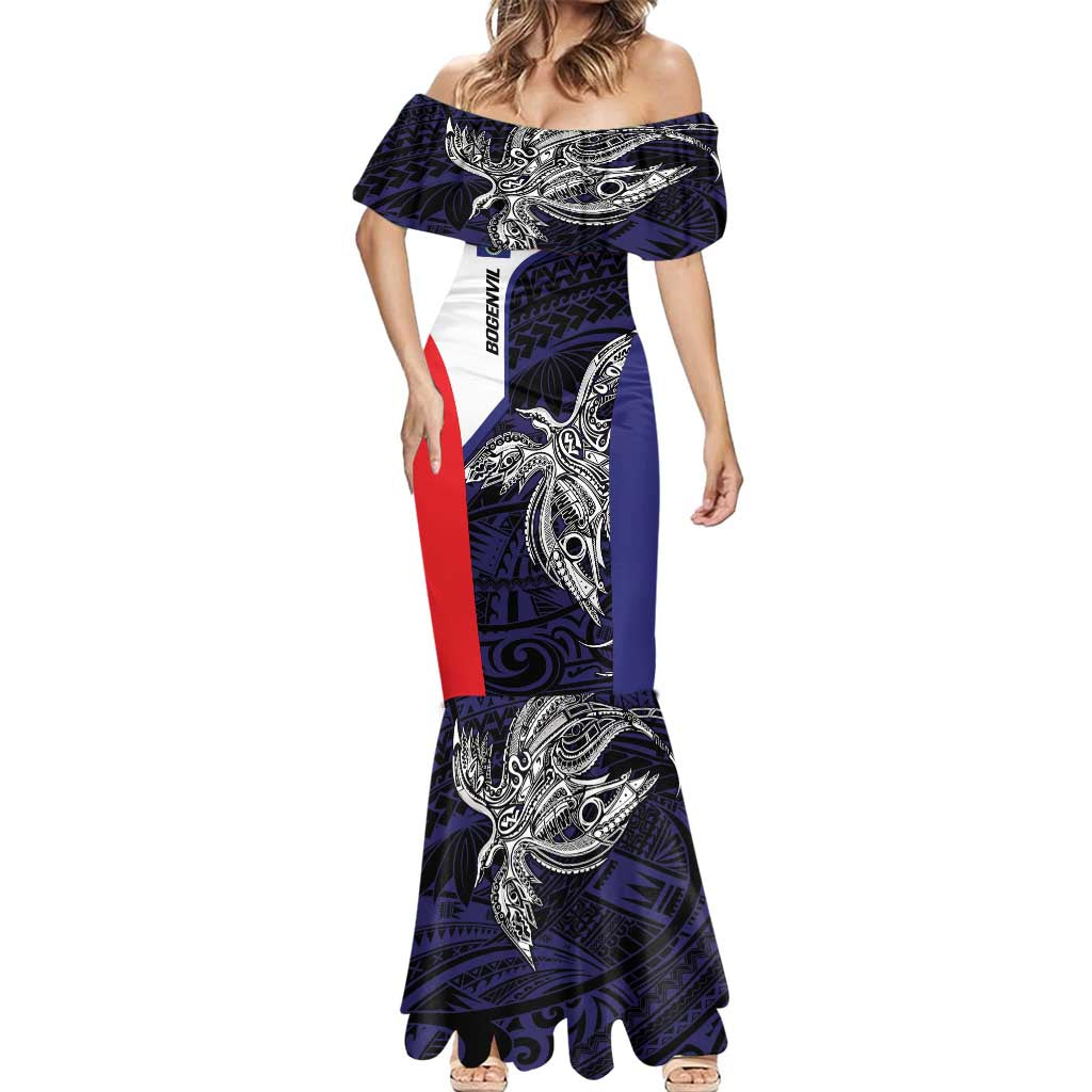 Personalised PNG Bougainville Mermaid Dress Bird of Paradise Tattoo Flag Motif LT9 - Polynesian Pride