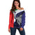 Personalised PNG Bougainville Off Shoulder Sweater Bird of Paradise Tattoo Flag Motif - Polynesian Pride