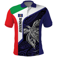 Personalised PNG Bougainville Polo Shirt Bird of Paradise Tattoo Flag Motif LT9 Blue - Polynesian Pride