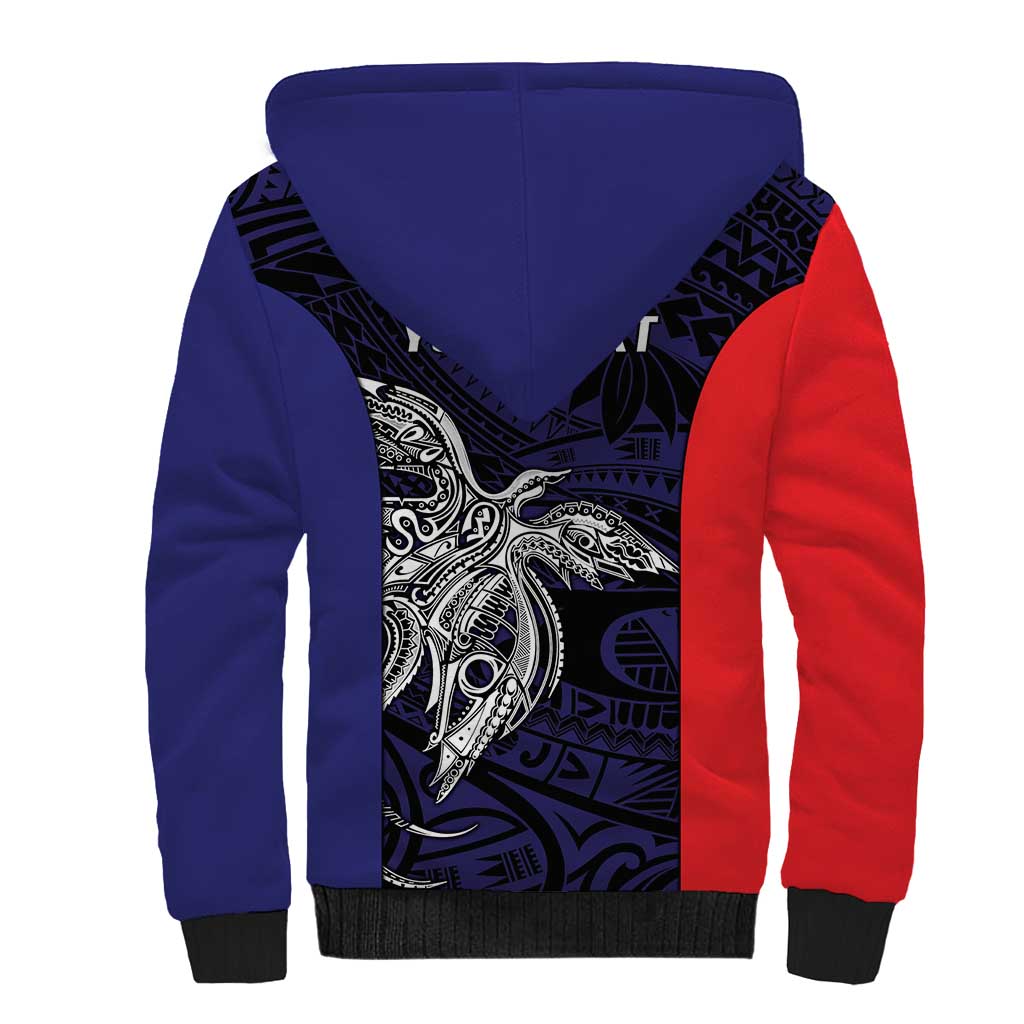 Personalised PNG Bougainville Sherpa Hoodie Bird of Paradise Tattoo Flag Motif LT9 - Polynesian Pride