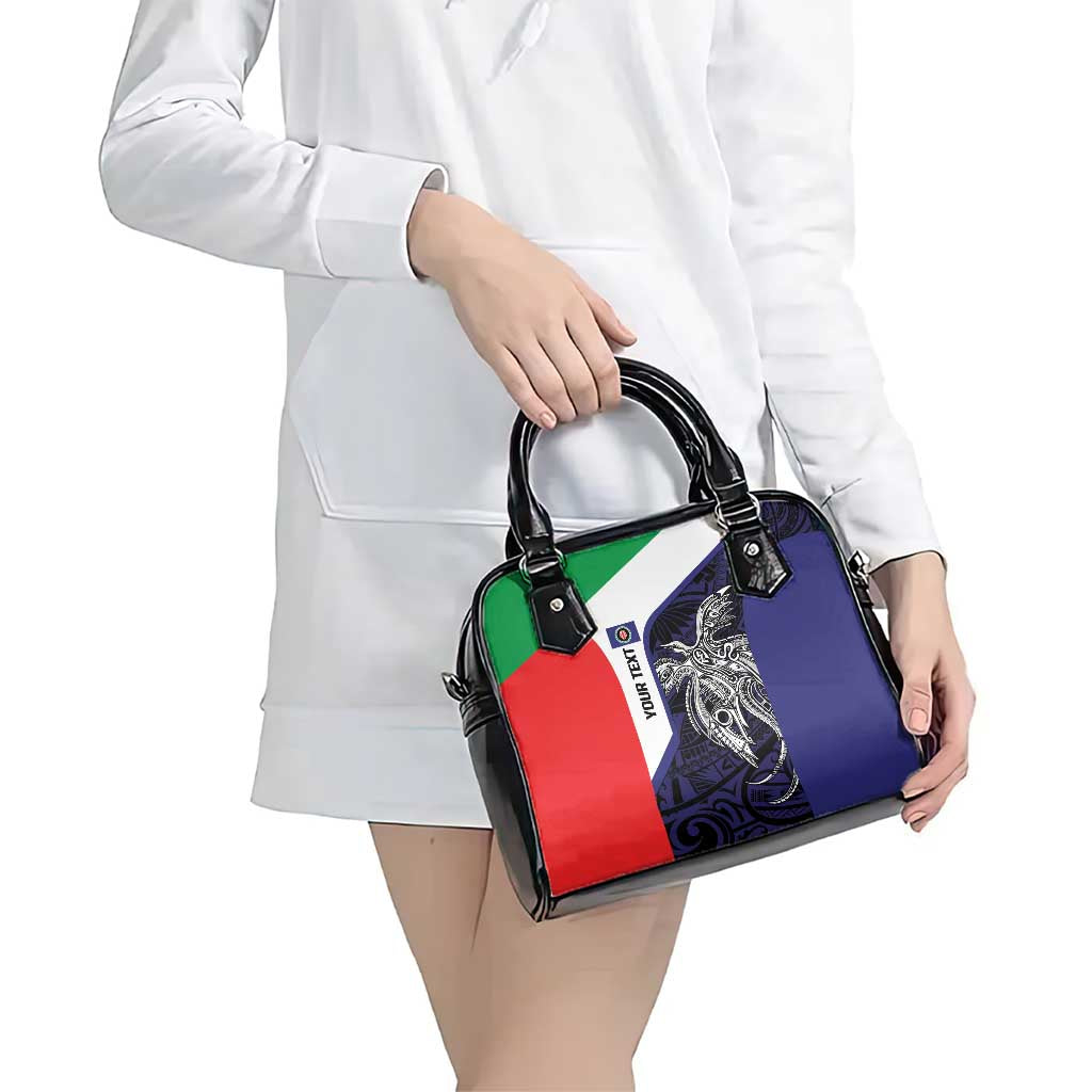 Personalised PNG Bougainville Shoulder Handbag Bird of Paradise Tattoo Flag Motif - Polynesian Pride