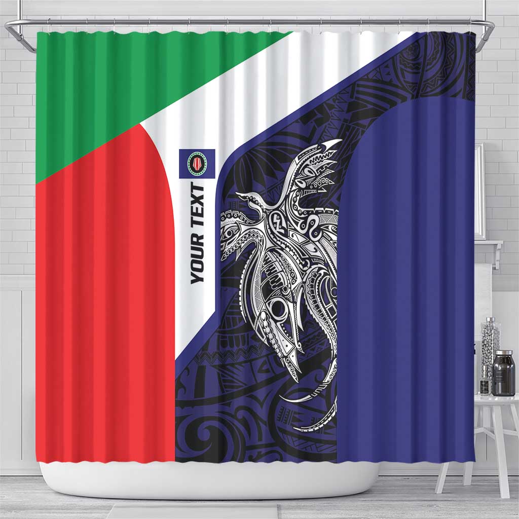 Personalised PNG Bougainville Shower Curtain Bird of Paradise Tattoo Flag Motif LT9 - Polynesian Pride