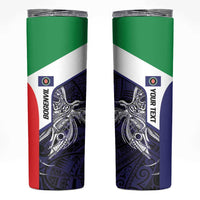 Personalised PNG Bougainville Skinny Tumbler Bird of Paradise Tattoo Flag Motif LT9 Blue - Polynesian Pride