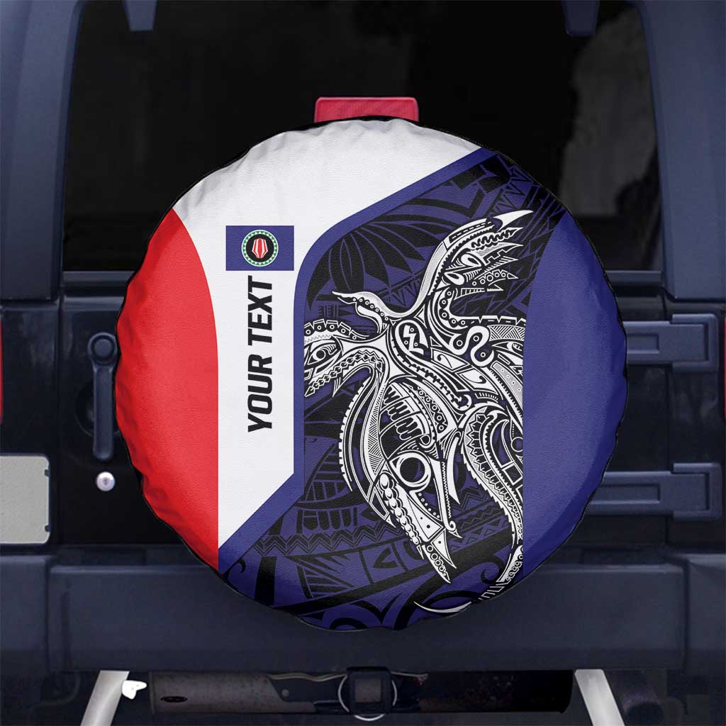Personalised PNG Bougainville Spare Tire Cover Bird of Paradise Tattoo Flag Motif LT9 No hole Blue - Polynesian Pride