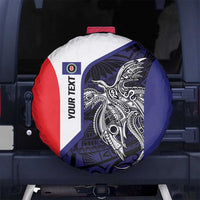 Personalised PNG Bougainville Spare Tire Cover Bird of Paradise Tattoo Flag Motif LT9 No hole Blue - Polynesian Pride