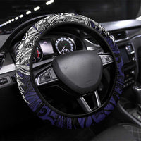 PNG Bougainville Steering Wheel Cover Bird of Paradise Tattoo Flag Motif LT9 Universal Fit Blue - Polynesian Pride