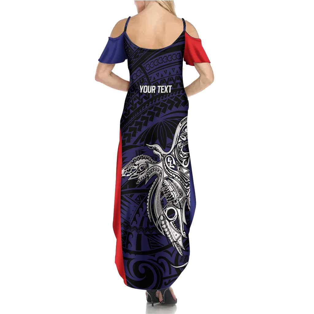 Personalised PNG Bougainville Summer Maxi Dress Bird of Paradise Tattoo Flag Motif LT9 - Polynesian Pride