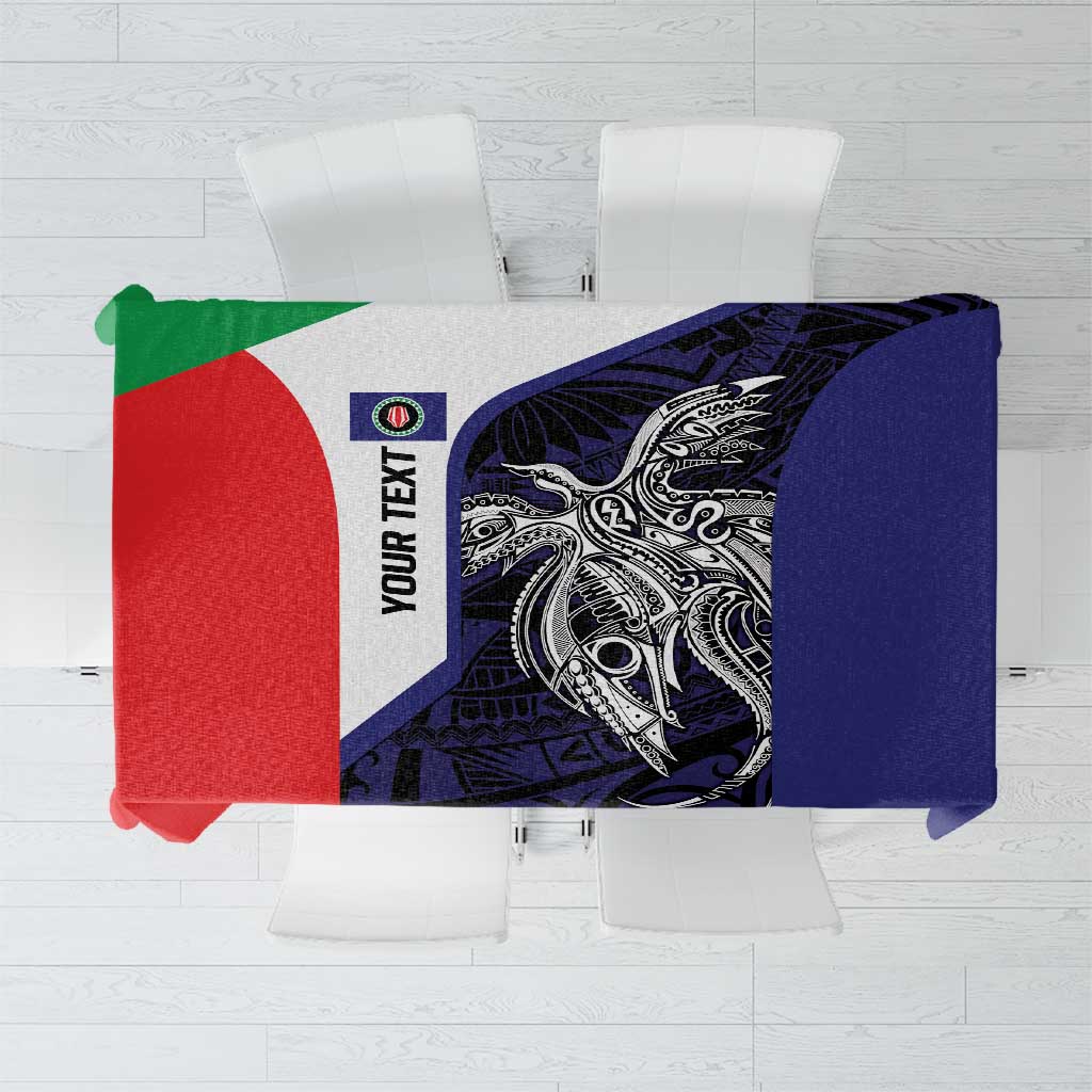 Personalised PNG Bougainville Tablecloth Bird of Paradise Tattoo Flag Motif LT9 Blue - Polynesian Pride