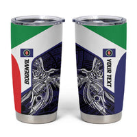 Personalised PNG Bougainville Tumbler Cup Bird of Paradise Tattoo Flag Motif LT9 Blue - Polynesian Pride