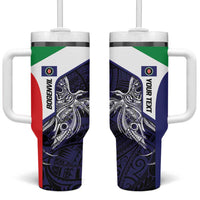 Personalised PNG Bougainville Tumbler With Handle Bird of Paradise Tattoo Flag Motif LT9 One Size: 40 oz Blue - Polynesian Pride