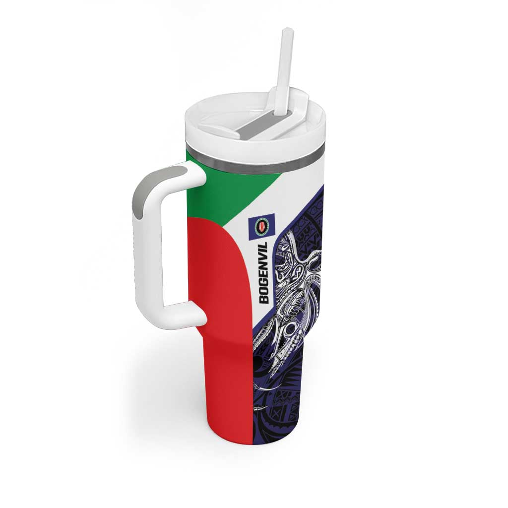Personalised PNG Bougainville Tumbler With Handle Bird of Paradise Tattoo Flag Motif LT9 - Polynesian Pride