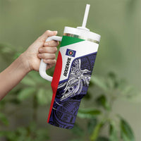 Personalised PNG Bougainville Tumbler With Handle Bird of Paradise Tattoo Flag Motif LT9 - Polynesian Pride