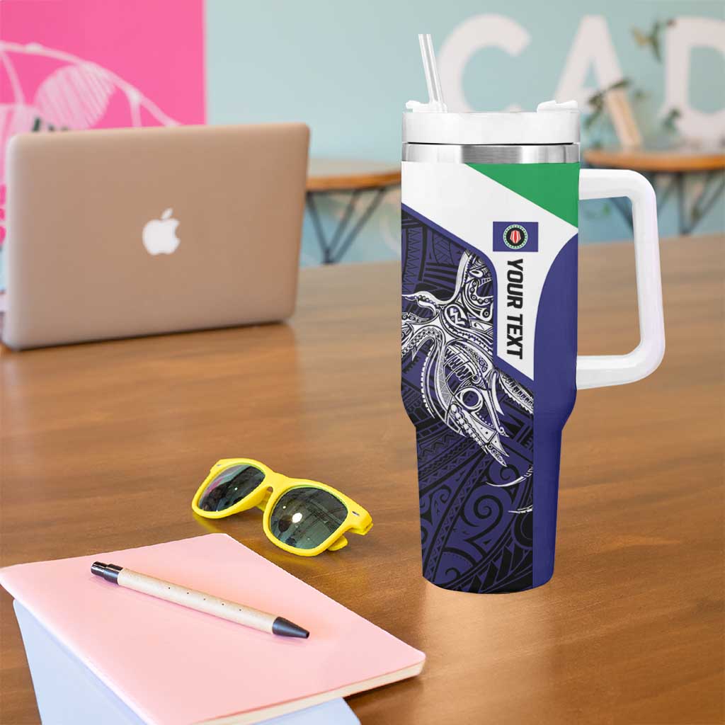 Personalised PNG Bougainville Tumbler With Handle Bird of Paradise Tattoo Flag Motif LT9 - Polynesian Pride