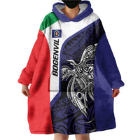 Personalised PNG Bougainville Wearable Blanket Hoodie Bird of Paradise Tattoo Flag Motif LT9 - Polynesian Pride