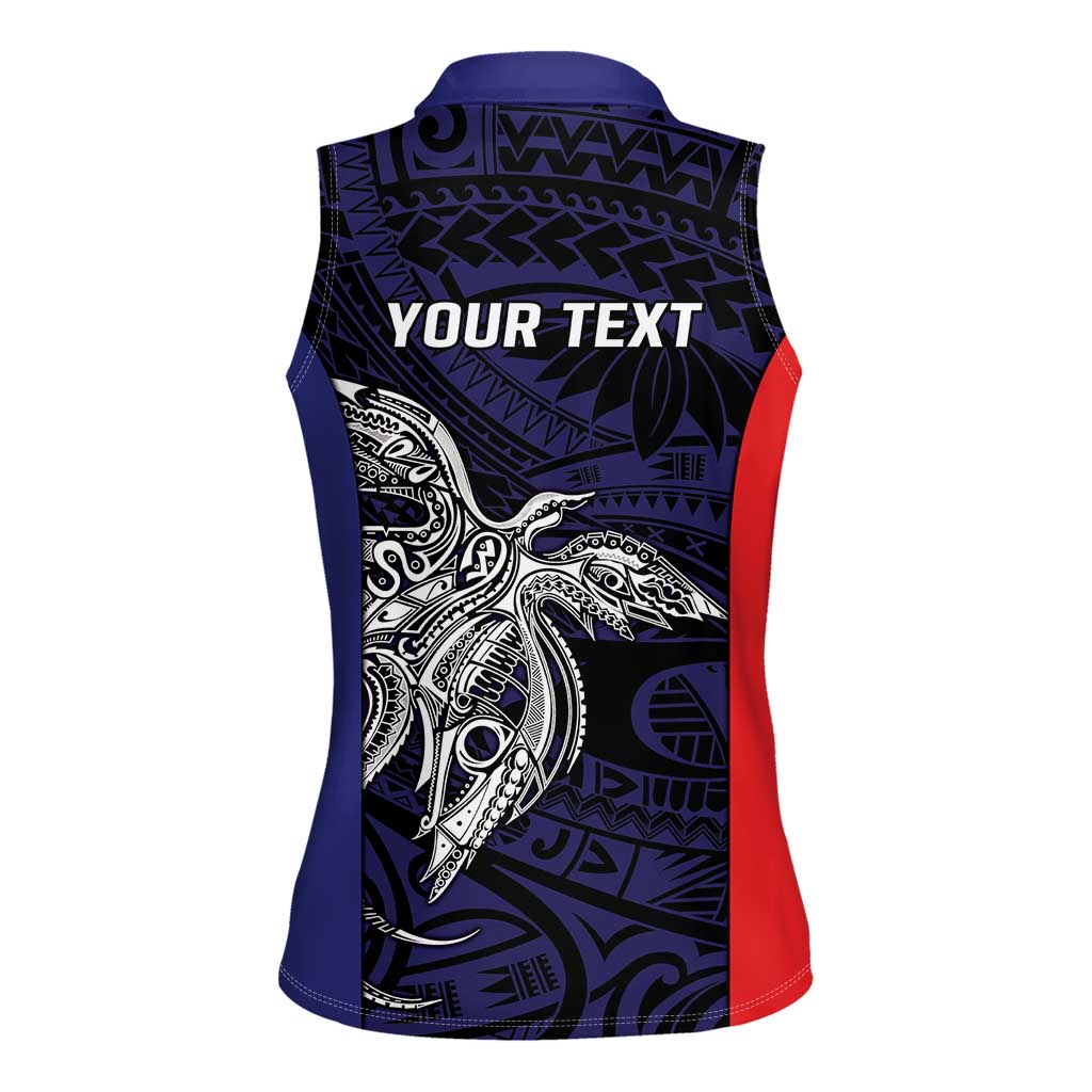 Personalised PNG Bougainville Women Sleeveless Polo Shirt Bird of Paradise Tattoo Flag Motif LT9 - Polynesian Pride