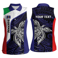 Personalised PNG Bougainville Women Sleeveless Polo Shirt Bird of Paradise Tattoo Flag Motif LT9 - Polynesian Pride