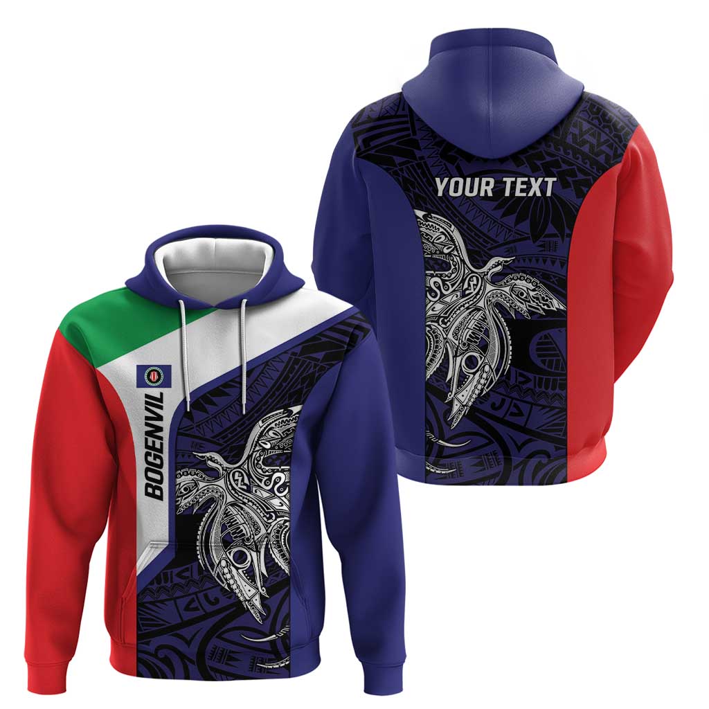 Personalised PNG Bougainville Zip Hoodie Bird of Paradise Tattoo Flag Motif LT9 - Polynesian Pride