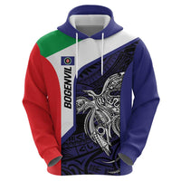 Personalised PNG Bougainville Zip Hoodie Bird of Paradise Tattoo Flag Motif LT9 - Polynesian Pride
