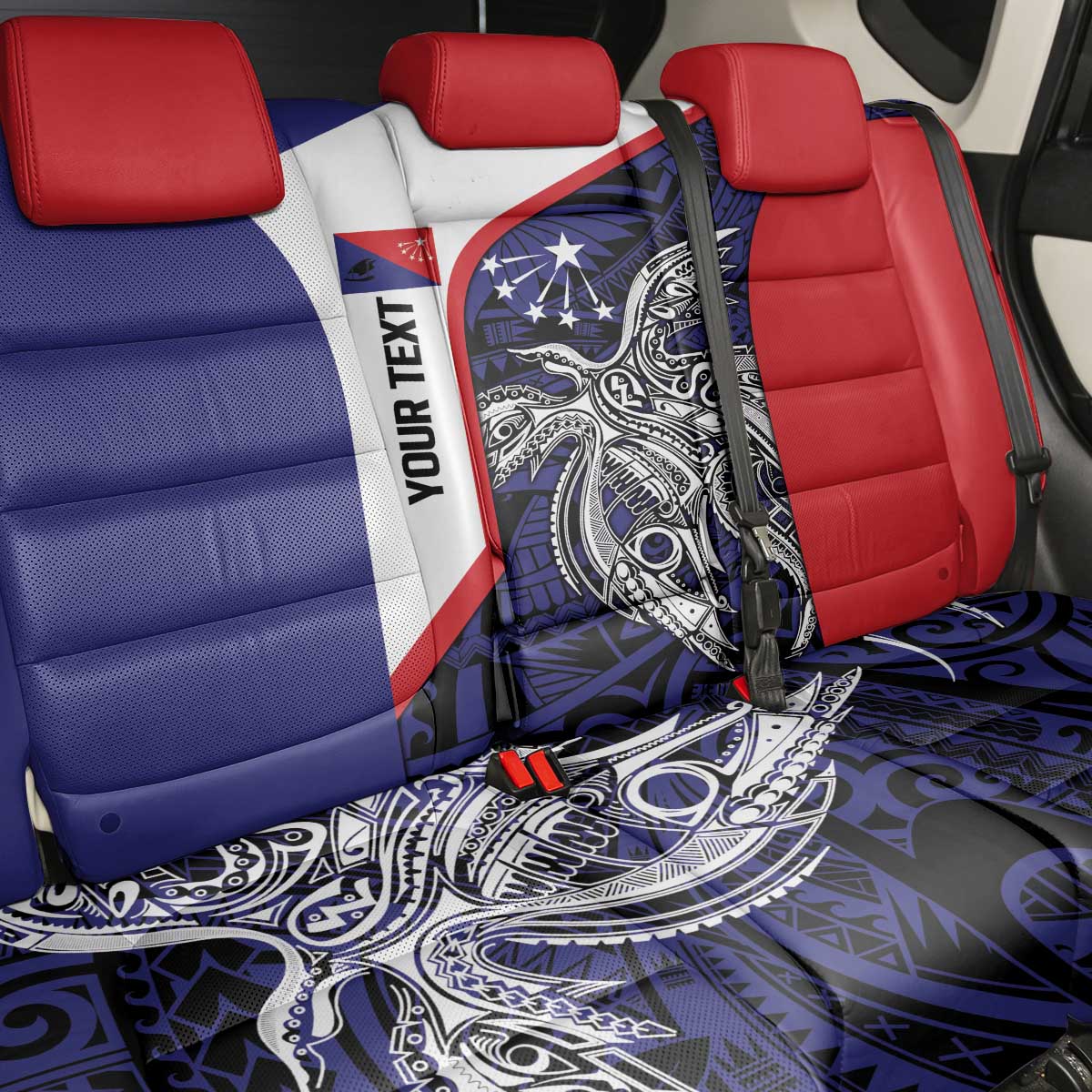 Personalised PNG Central Province Back Car Seat Cover Bird of Paradise Tattoo Flag Motif LT9 - Polynesian Pride