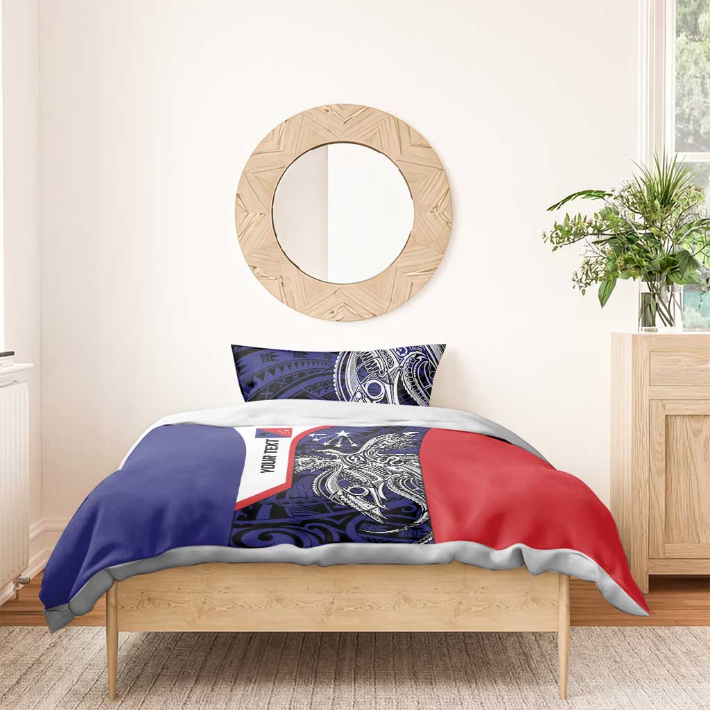 Personalised PNG Central Province Bedding Set Bird of Paradise Tattoo Flag Motif - Polynesian Pride