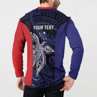 Personalised PNG Central Province Button Sweatshirt Bird of Paradise Tattoo Flag Motif - Polynesian Pride