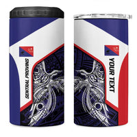 Personalised PNG Central Province 4 in 1 Can Cooler Tumbler Bird of Paradise Tattoo Flag Motif LT9 One Size: 16 oz Blue - Polynesian Pride