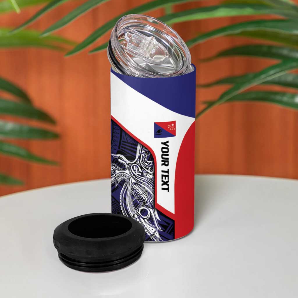 Personalised PNG Central Province 4 in 1 Can Cooler Tumbler Bird of Paradise Tattoo Flag Motif LT9 - Polynesian Pride