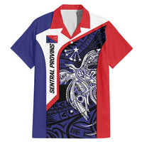 Personalised PNG Central Province Family Matching Mermaid Dress and Hawaiian Shirt Bird of Paradise Tattoo Flag Motif LT9 Dad's Shirt - Short Sleeve Blue - Polynesian Pride