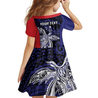 Personalised PNG Central Province Family Matching Off The Shoulder Long Sleeve Dress and Hawaiian Shirt Bird of Paradise Tattoo Flag Motif LT9 - Polynesian Pride