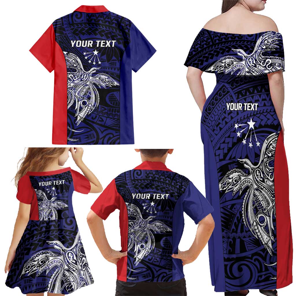 Personalised PNG Central Province Family Matching Off Shoulder Maxi Dress and Hawaiian Shirt Bird of Paradise Tattoo Flag Motif LT9 - Polynesian Pride