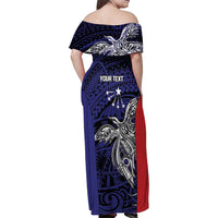 Personalised PNG Central Province Family Matching Off Shoulder Maxi Dress and Hawaiian Shirt Bird of Paradise Tattoo Flag Motif LT9 - Polynesian Pride