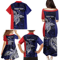 Personalised PNG Central Province Family Matching Puletasi and Hawaiian Shirt Bird of Paradise Tattoo Flag Motif LT9 - Polynesian Pride