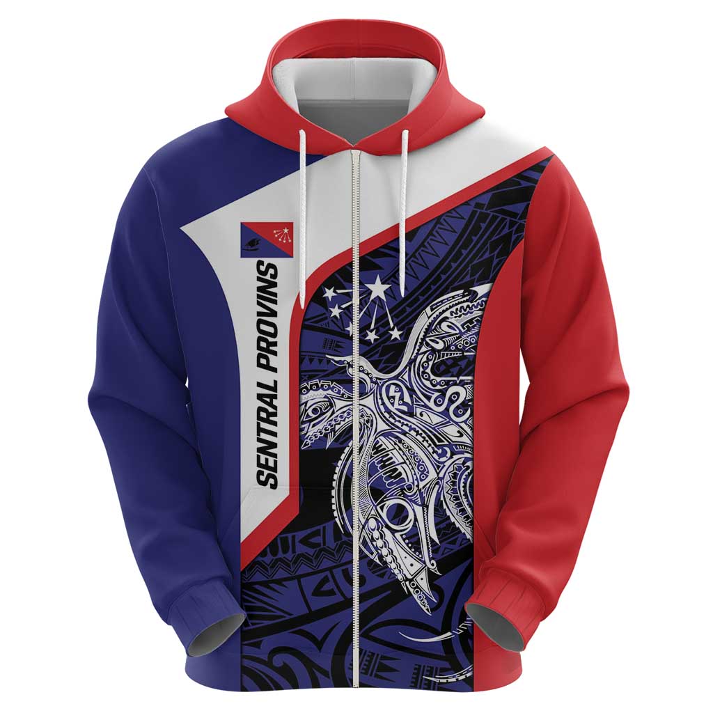 Personalised PNG Central Province Hoodie Bird of Paradise Tattoo Flag Motif LT9 - Polynesian Pride
