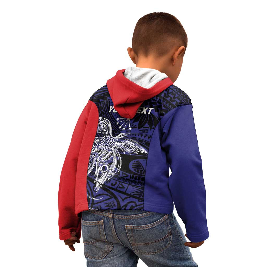 Personalised PNG Central Province Kid Hoodie Bird of Paradise Tattoo Flag Motif LT9 - Polynesian Pride