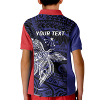Personalised PNG Central Province Kid Polo Shirt Bird of Paradise Tattoo Flag Motif LT9 - Polynesian Pride