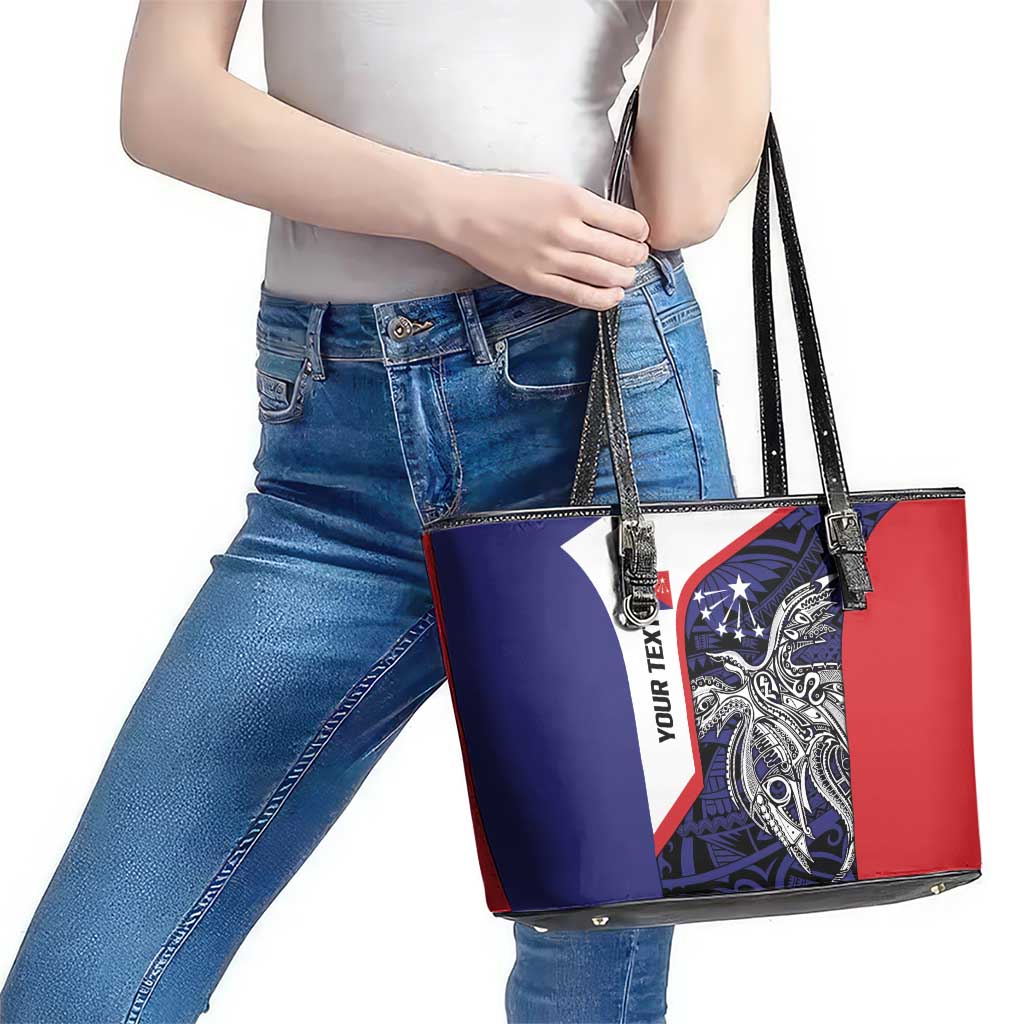 Personalised PNG Central Province Leather Tote Bag Bird of Paradise Tattoo Flag Motif - Polynesian Pride